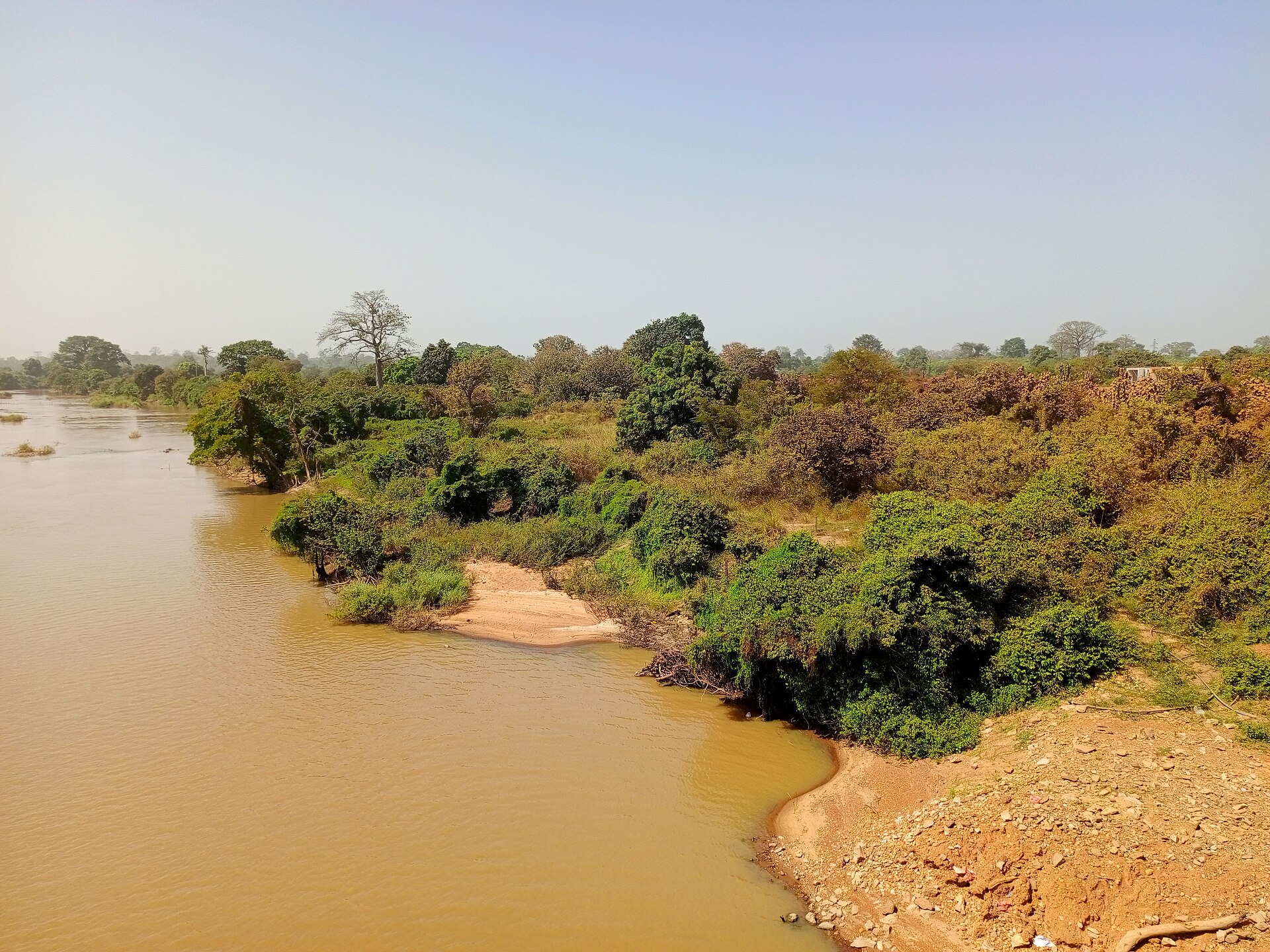 Le fleuve Bandama bordé de forêt galerie à Zuénoula, dans la région de la Marahoué