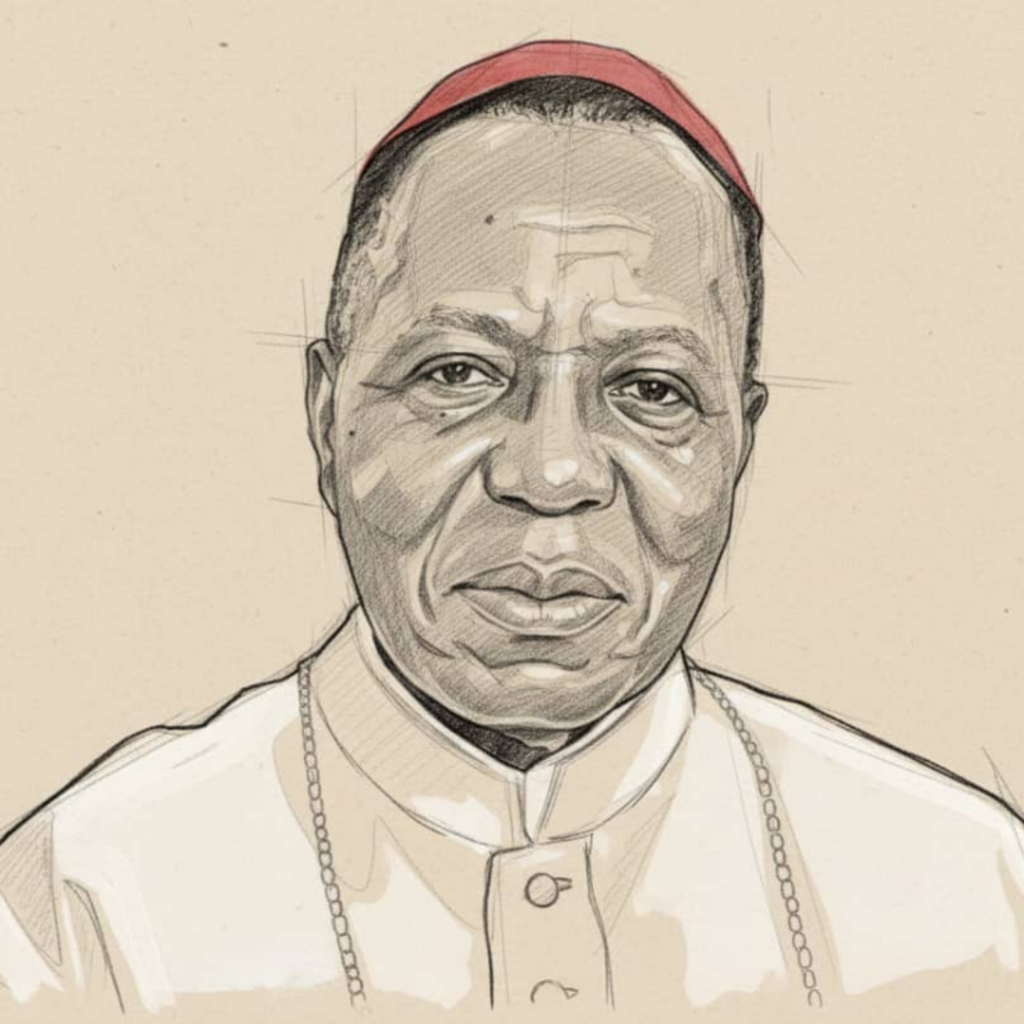Portrait dessiné de Mgr Pierre-Marie Coty, évêque, auteur des paroles de l’hymne national ivoirien